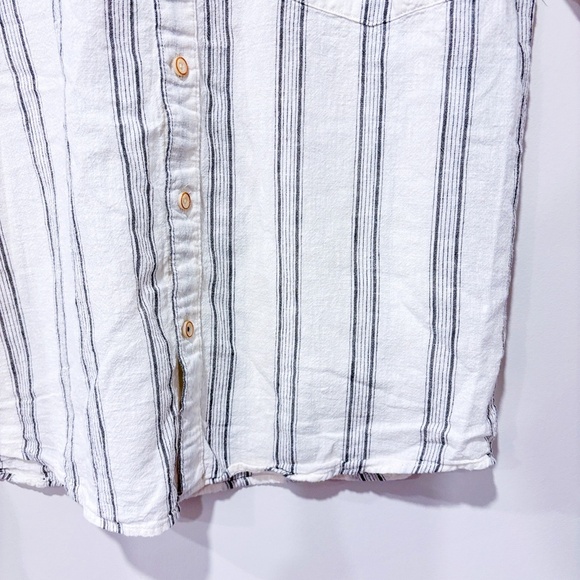 ZARA White and grey striped linen blouse - Picture 7 of 8